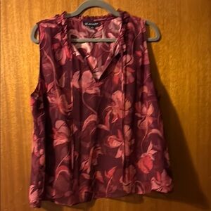 INC International Concepts Pink Ruffled Sleeveless Blouse